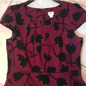 Loft Maroon Fit and Flare Dress